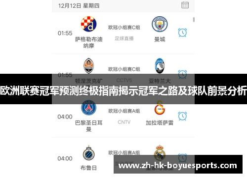 欧洲联赛冠军预测终极指南揭示冠军之路及球队前景分析